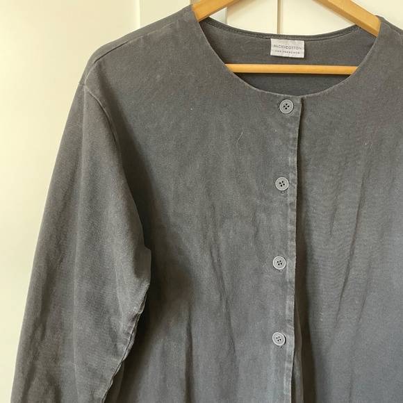 Pacific Cotton Oversize Beachwear Coverup Button Up Top Blouse Small - Picture 3 of 4